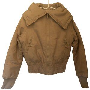 NWT Mecca Femme cropped tan bomber jacket sz S--RARE; HARD TO FIND